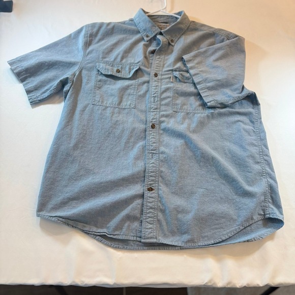 Carhartt Other - Carhartt Mens XL Relaxed Fit Short Sleeve Button Down Shirt Blue Cotton S200 CBL